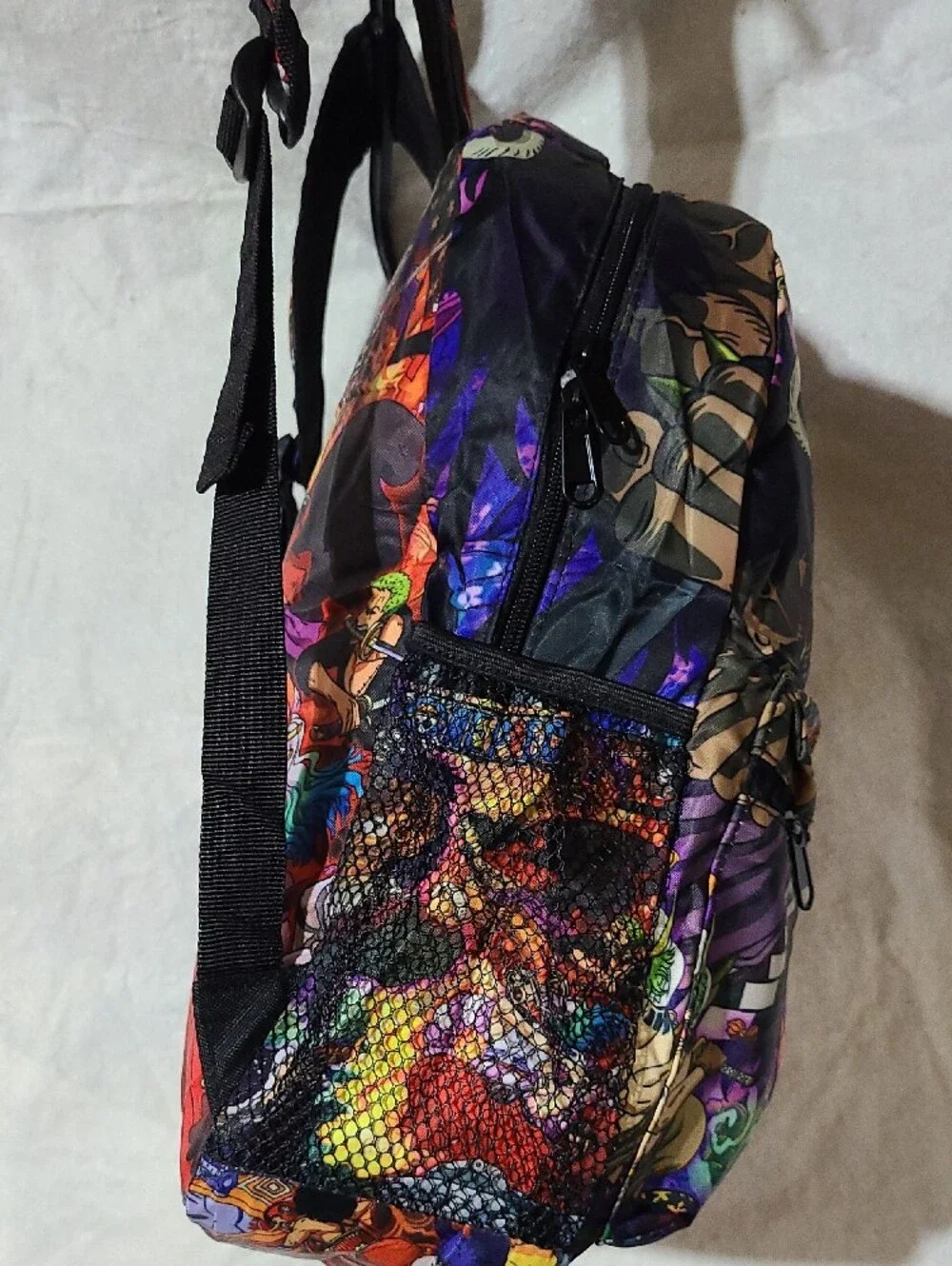 ONE PIECE BLACK ANIME BACKPACK- BOLD MULTICOLOR PRINT- 2 PIECE SET